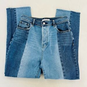 PacSun Two-Tone Patchwork Straight Leg Jeans - Blue